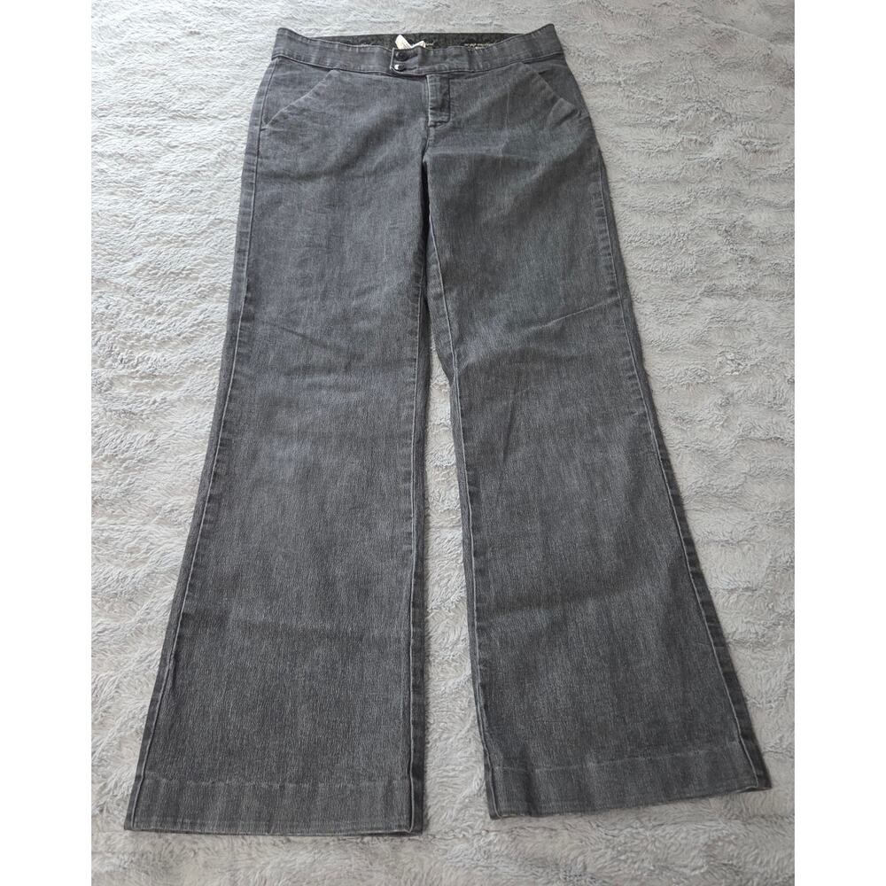 LEE Dark Charcoal Denim No Gap Waist Band Wide Leg Trouser Womans Size 8M